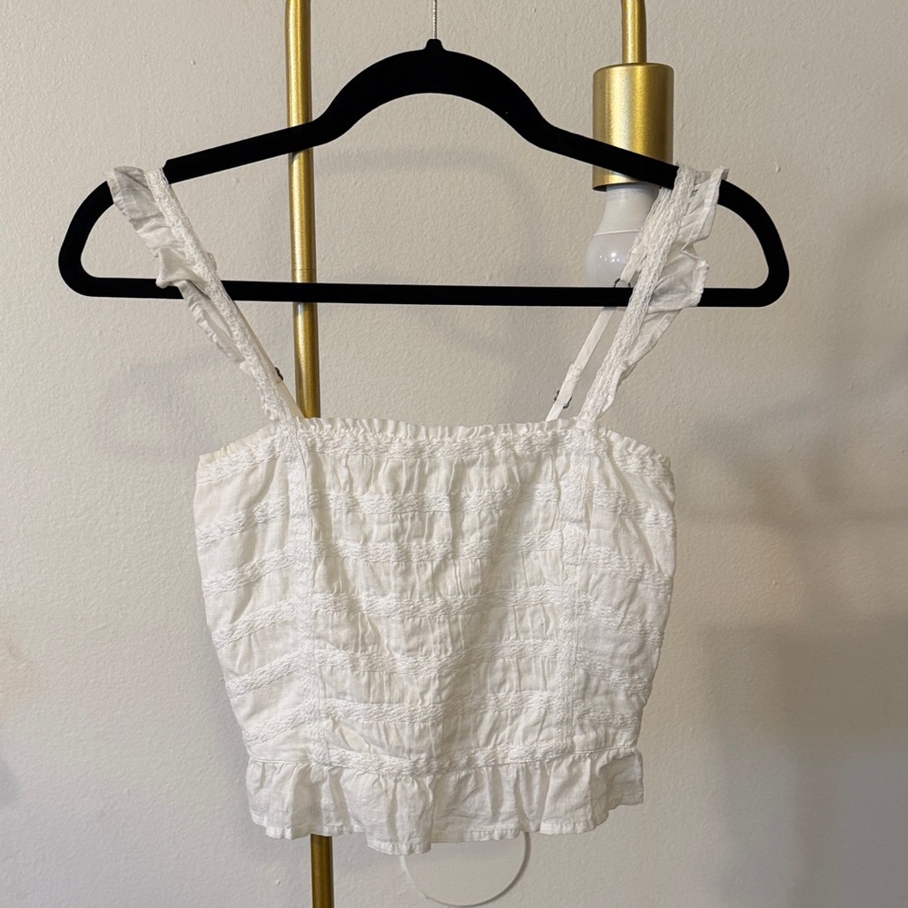 Abercrombie & Fitch Cream Textured Crop Top